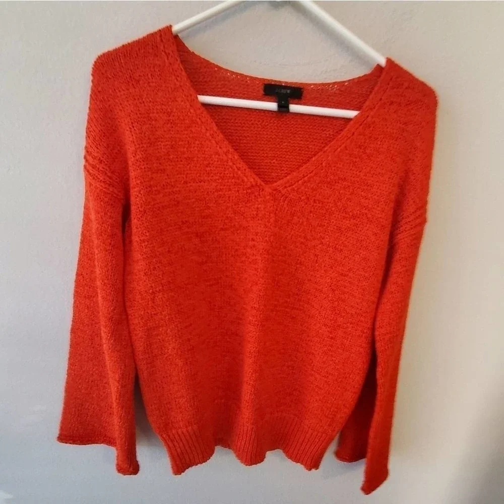 J‎ crew cropped orange sweater size small